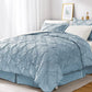 JOLLYVOGUE Comforter Set, Pintuck Light Blue/Ivory Bed in a Bag Comforter Set for Bedroom, Bedding Comforter Sets with Comforter, Sheets, Bed Skirt, Ruffled Shams & Pillowcases