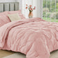 JOLLYVOGUE Twin Comforter Set 5 Pieces - Bed in a Bag Twin for All Season, Pintuck Bedding Comforter Sets with Comforter, Flat Sheet, Fitted Sheet and Pillowcases & Shams, Beige