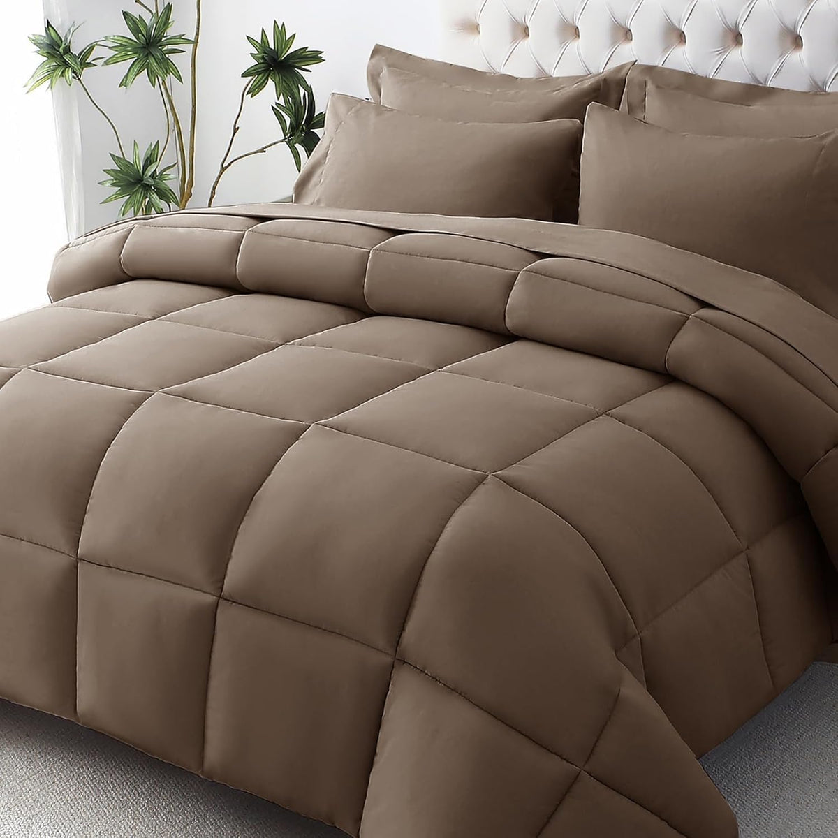 JOLLYVOGUE Twin Comforter Set, Ultra-Soft Bed in a Bag Twin Size 5 Pieces, Oeko-TEX Certified Bedding Set with Down Alternative Comforter, Sheets, Pillowcases & Shams, Dark & Light Grey
