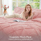 JOLLYVOGUE Queen Comforter Set 7 Pieces - Bed in a Bag Queen for All Season, Pintuck Bedding Comforter Sets with Comforter, Flat Sheet, Fitted Sheet and Pillowcases & Shams, Pink