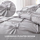 JOLLYVOGUE Gray Bed in a Bag Comforter Set for Bedroom, Pintuck Comforter Sets, Beddding Sets with Comforter, Sheets, Bed Skirt, Ruffled Shams & Pillowcases