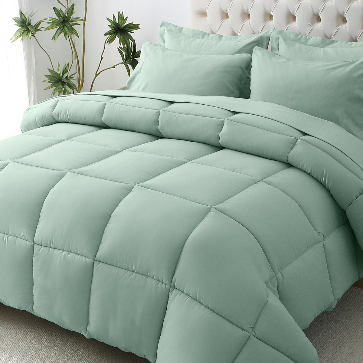 JOLLYVOGUE Twin Comforter Set, Ultra-Soft Bed in a Bag Twin Size 5 Pieces, Oeko-TEX Certified Bedding Set with Down Alternative Comforter, Sheets, Pillowcases & Shams, Dark & Light Grey