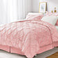 JOLLYVOGUE Comforter Set, Pink/Ivory Bed in a Bag Comforter Set for Bedroom, Bedding Comforter Sets with Comforter, Sheets, Bed Skirt, Ruffled Shams & Pillowcases