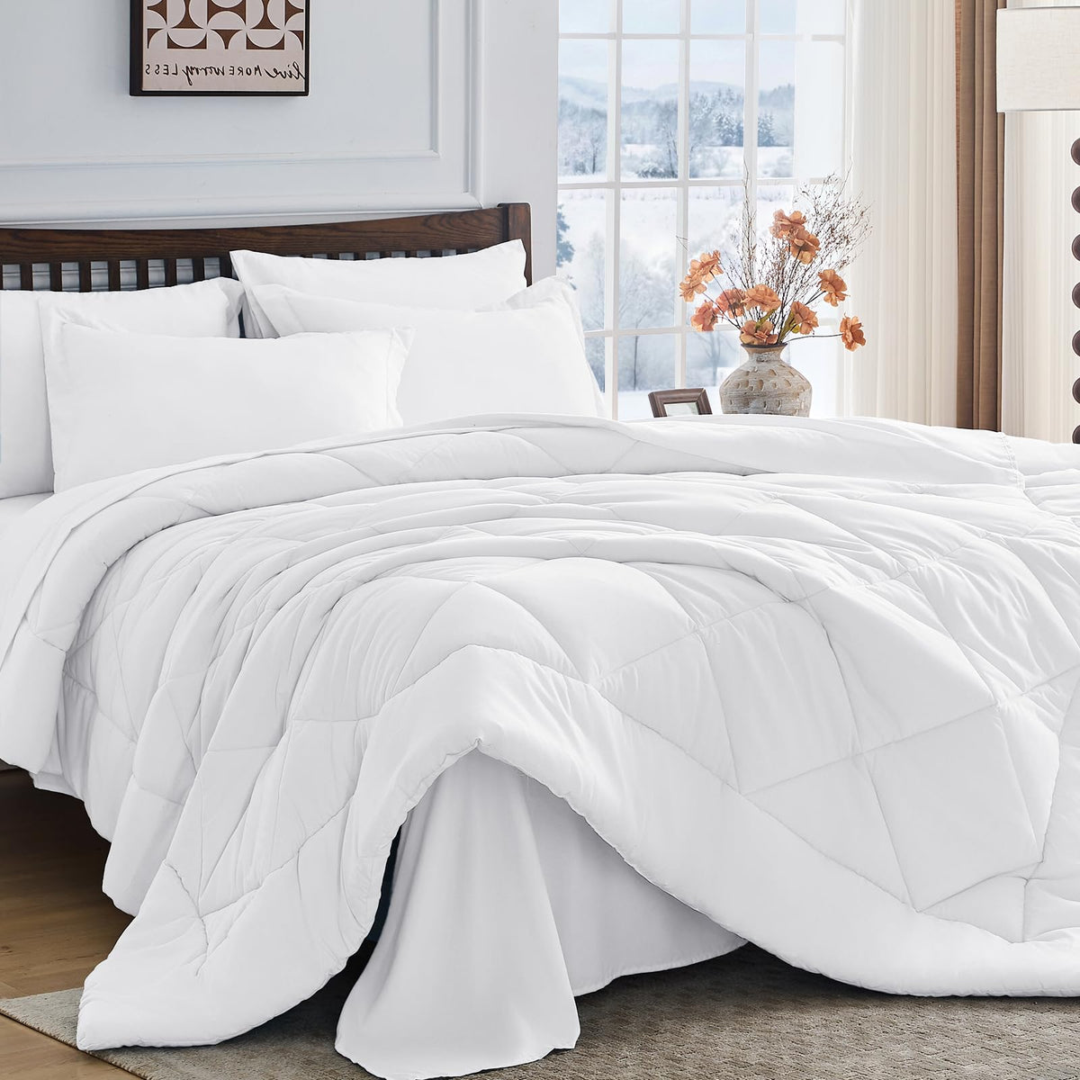 HEVUMYI 7-Piece Queen Comforter Set, Dark Grey Bed in a Bag