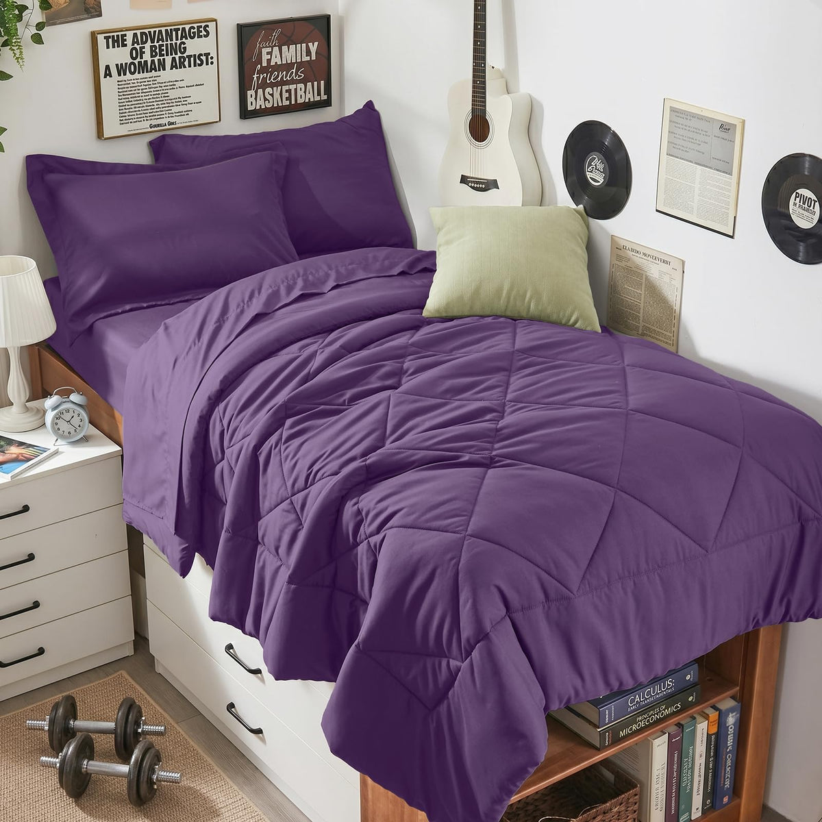 HEVUMYI 7-Piece Queen Comforter Set, Dark Grey Bed in a Bag