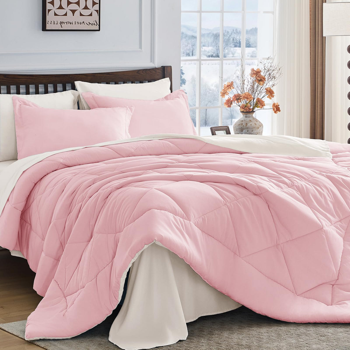 HEVUMYI 7-Piece Queen Comforter Set, Dark Grey Bed in a Bag