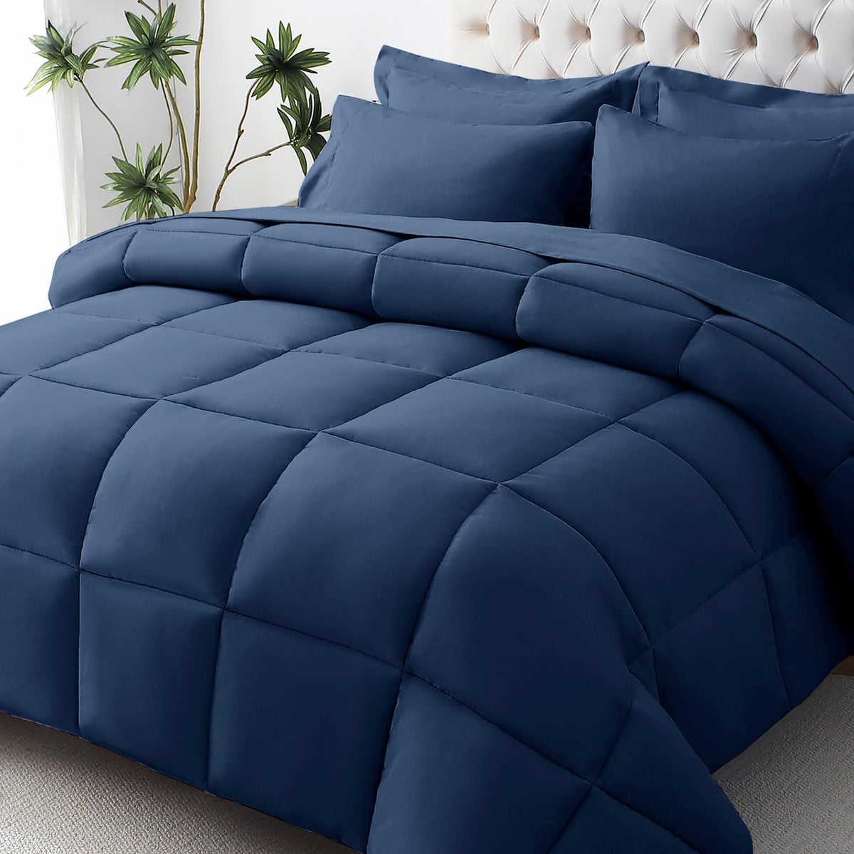 JOLLYVOGUE Twin Comforter Set, Ultra-Soft Bed in a Bag Twin Size 5 Pieces, Oeko-TEX Certified Bedding Set with Down Alternative Comforter, Sheets, Pillowcases & Shams, Dark & Light Grey