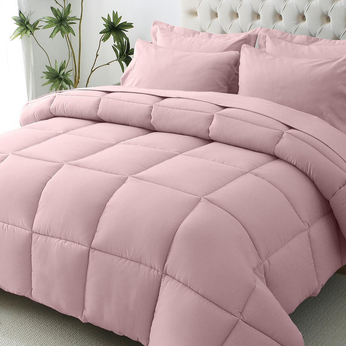 JOLLYVOGUE Twin Comforter Set, Ultra-Soft Bed in a Bag Twin Size 5 Pieces, Oeko-TEX Certified Bedding Set with Down Alternative Comforter, Sheets, Pillowcases & Shams, Dark & Light Grey