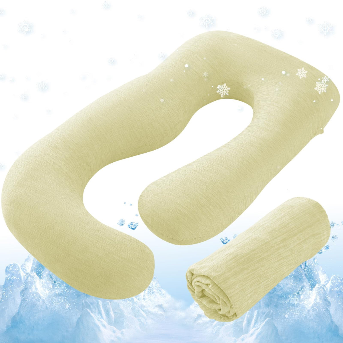 Sasttie Cooling Pregnancy Pillow Cover for 57-inch Maternity Pillow, Gray