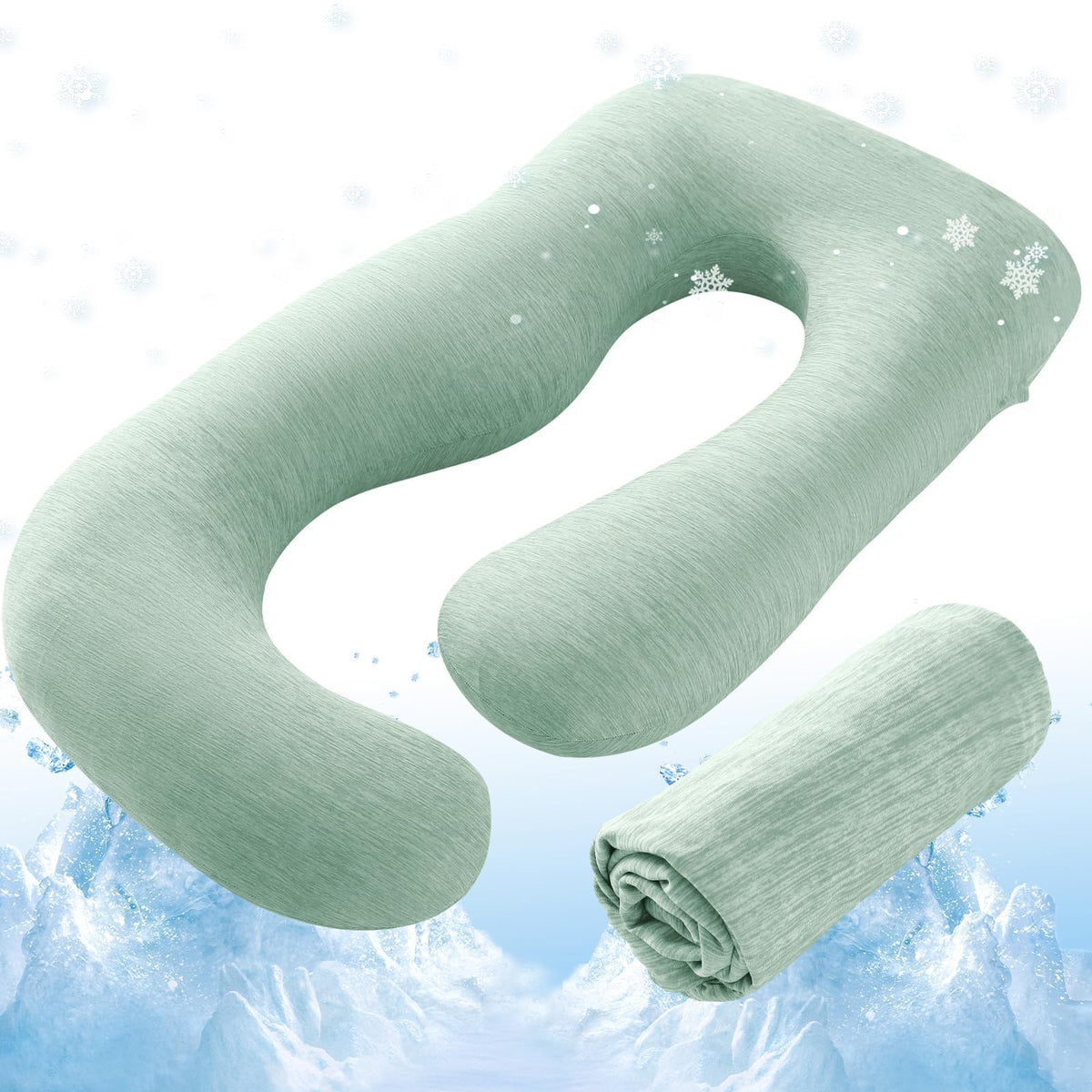 Sasttie Cooling Pregnancy Pillow Cover for 57-inch Maternity Pillow, Gray