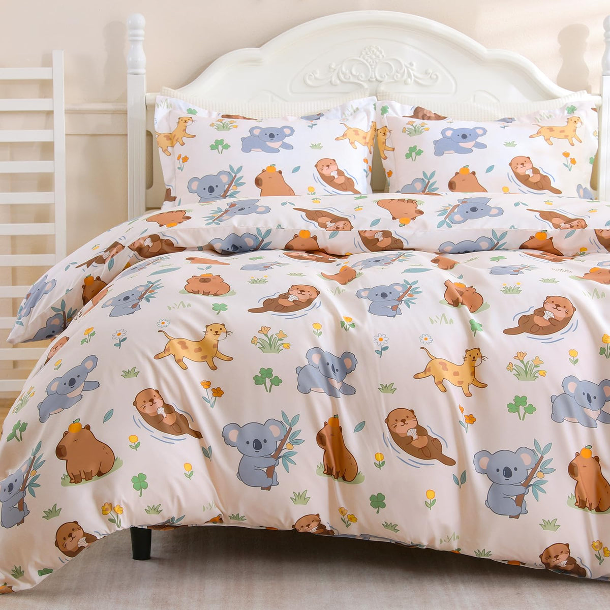 JOLLYVOGUE Kids Duvet Cover Set Twin/Twin XL, Pink Bowknot, 2-Piece