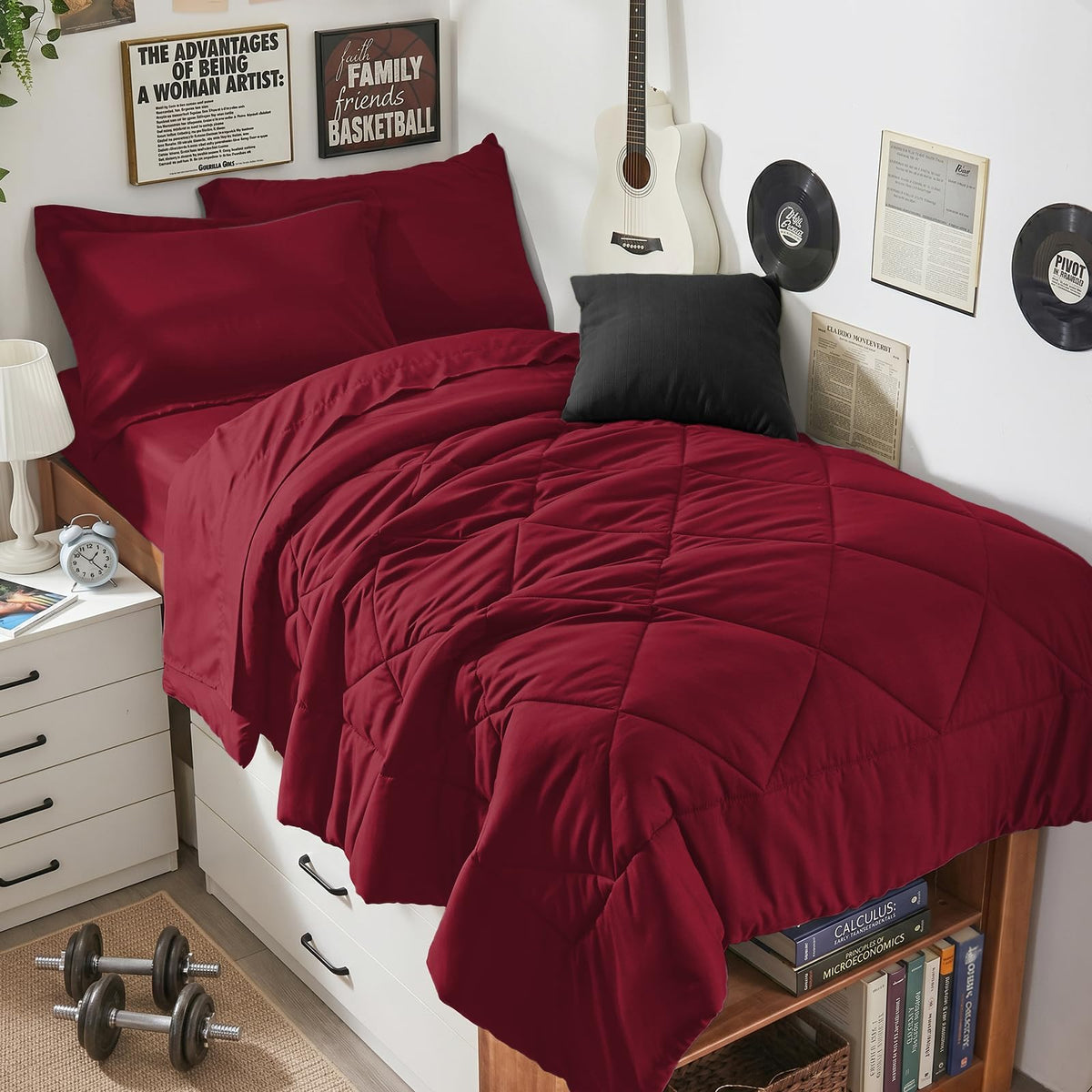 HEVUMYI 7-Piece Queen Comforter Set, Dark Grey Bed in a Bag