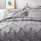 JOLLYVOGUE Gray Bed in a Bag Comforter Set for Bedroom, Pintuck Comforter Sets, Beddding Sets with Comforter, Sheets, Bed Skirt, Ruffled Shams & Pillowcases