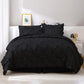 JOLLYVOGUE Comforter Set, Pintuck Black Bed in a Bag Comforter Set for Bedroom, Bedding Comforter Sets with Comforter, Sheets, Bed Skirt, Ruffled Shams & Pillowcases