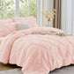 Sasttie Twin Comforter Set, 5-Piece Bed in a Bag, Pintuck Bedding Sets for All Season, Includes Comforter, Flat Sheet, Fitted Sheet, Pillowcase and Pillowsham, Baby Pink