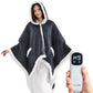 JOLLYVOGUE Wearable Heated Blanket - Heating Electric Blanket with Sleeves & Foot Pocket, Heated Throw for Adult, Birthday Gifts with 7 Heat Settings & Fixed 4h Auto Shut-Off (50 * 70 Inch, Blue)