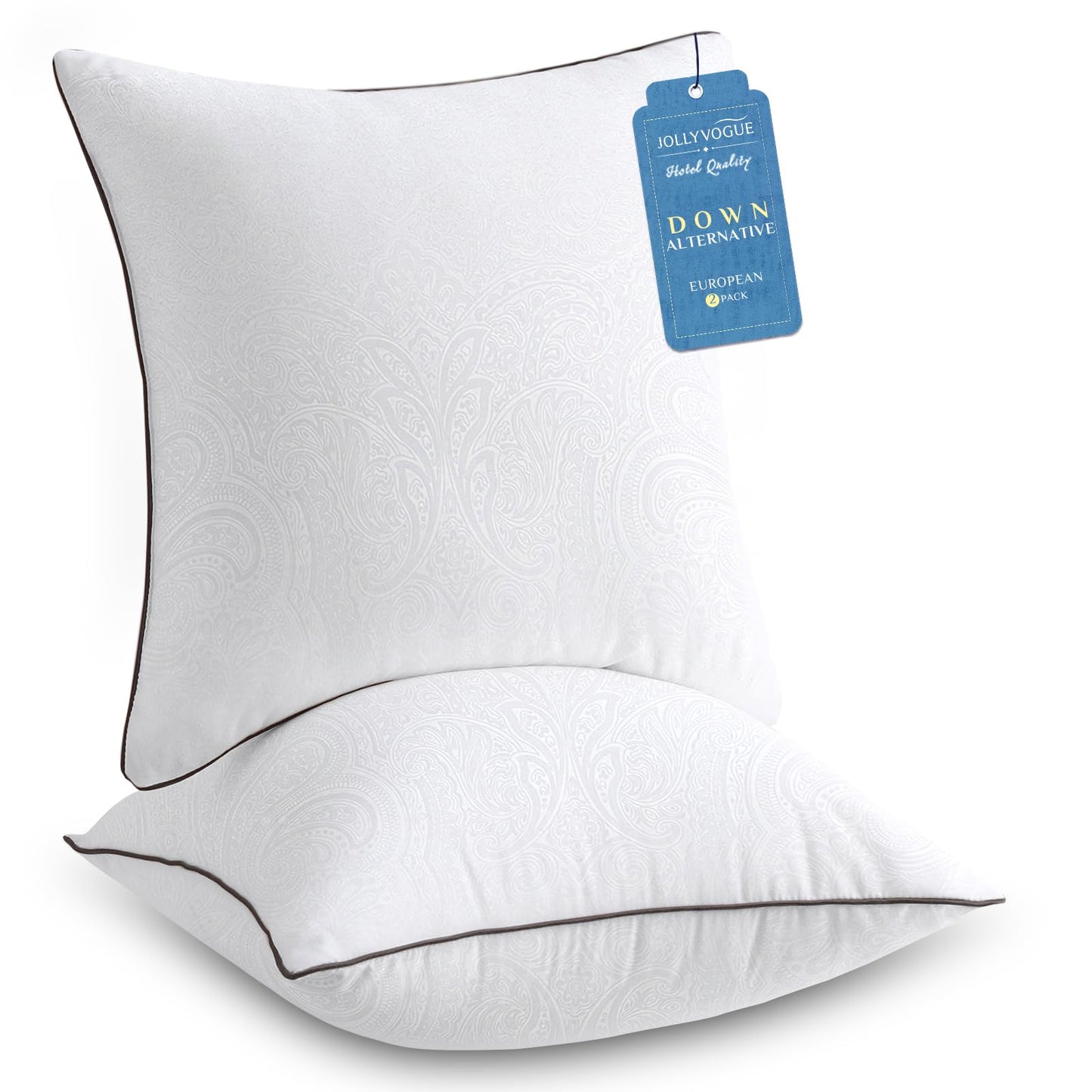 JOLLYVOGUE Bed Pillows Standard Size Set of 4, Cooling and Supportive Full Pillow 4 Pack with Down Alternative Filling for Side and Back Sleepers, Hotel Collection