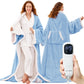 JOLLYVOGUE Wearable Heated Blanket - Heating Electric Blanket with Sleeves & Foot Pocket, Heated Throw for Adult, Birthday Gifts with 7 Heat Settings & Fixed 4h Auto Shut-Off (50 * 70 Inch, Blue)