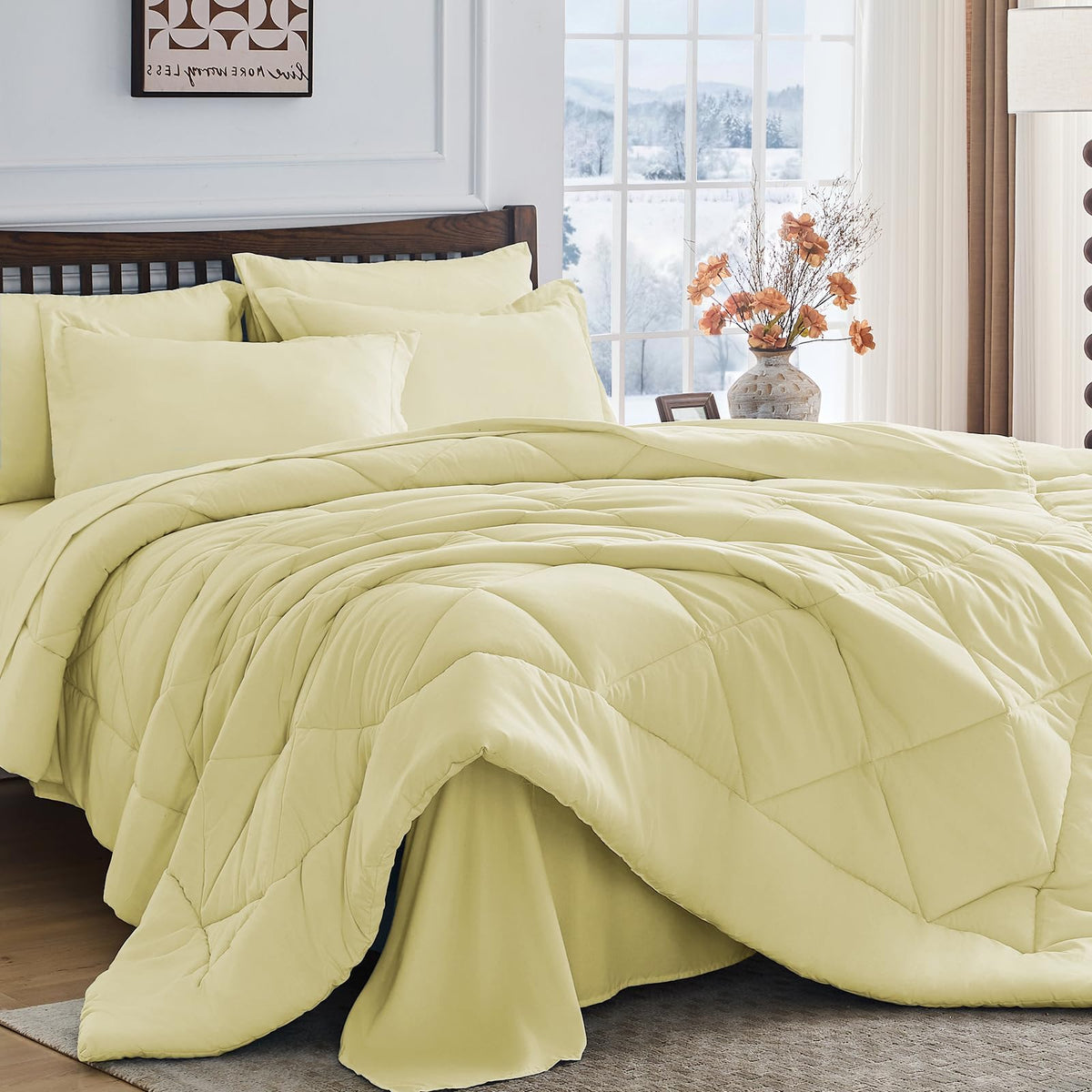 HEVUMYI 7-Piece Queen Comforter Set, Dark Grey Bed in a Bag