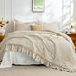 JOLLYVOGUE Comforter Set, 3 Pieces Seersucker Lightweight Oeko-TEX Certified Bedding Set, All Season Fluffy Microfiber Bedding Comforter Set with 1 Ruffle Comforter and 2 Ruffle Pillowshams
