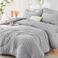 HYMOKEGE Full Size Comforter Sets Seersucker 7 Pieces, All Season Luxury Bed in a Bag for Bedroom, Bedding Set with Comforters, Sheets, Pillowcases & Shams, Dark Grey