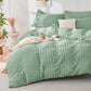 Duvet Cover Queen Size, Seersucker Bedding Set, 3 Pieces, Dark Grey