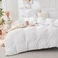 Duvet Cover Queen Size, Seersucker Bedding Set, 3 Pieces, Dark Grey