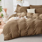 Duvet Cover Queen Size, Seersucker Bedding Set, 3 Pieces, Dark Grey