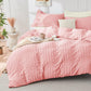 Duvet Cover Queen Size, Seersucker Bedding Set, 3 Pieces, Dark Grey