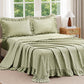JOLLYVOGUE Beige Gingham Sheet Set Full, 4-Piece Ruffle Bedding