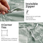 Jollyvogue Duvet Cover Queen Size, Reversible Floral Green Duvet Cover Set with Zipper Closure