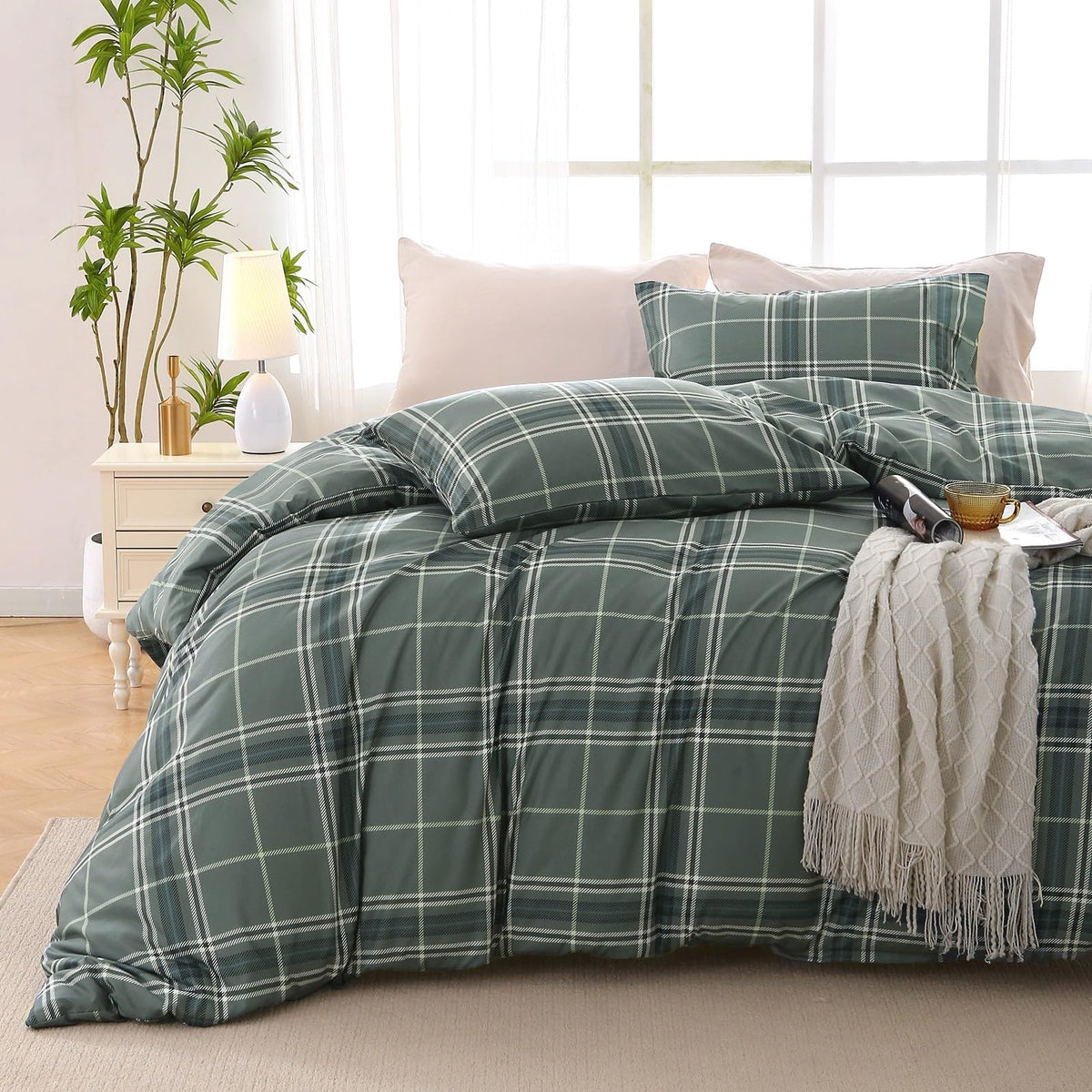 MUXHOMO Duvet Cover Twin/Twin XL Size, 2-Piece Beige Leaves Bedding Set