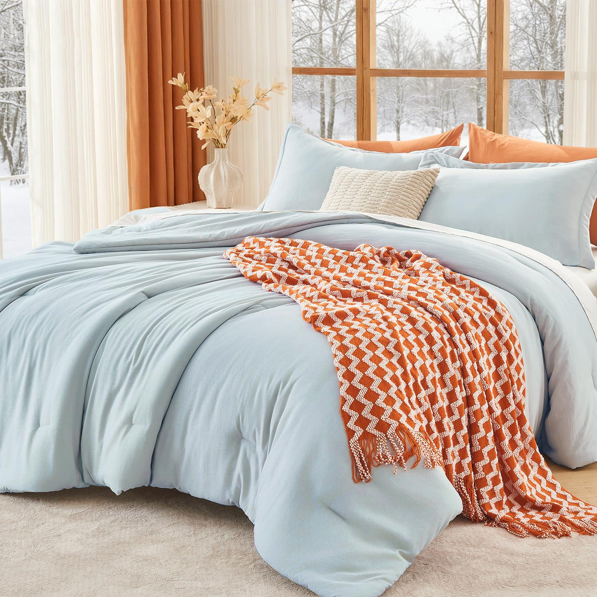 MUXHOMO Beige Twin/Twin XL Comforter Set, All Season Ultra Soft Down Alternative Bedding - 2 Piece Lightweight Bed Set Includes 1 Comforter (68"x88") and 1 Pillow Shams (20"x26")