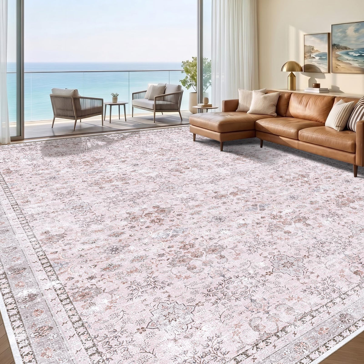 Sasttie 8x10 Area Rugs, Ultra-Soft Washable Rug for Living Room, Beige