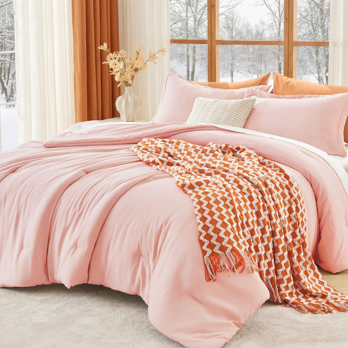 MUXHOMO Beige Twin/Twin XL Comforter Set, All Season Ultra Soft Down Alternative Bedding - 2 Piece Lightweight Bed Set Includes 1 Comforter (68"x88") and 1 Pillow Shams (20"x26")