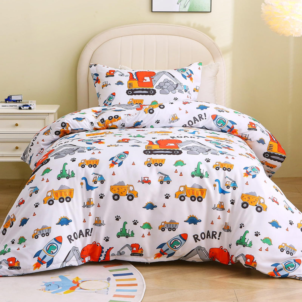 JOLLYVOGUE Kids Duvet Cover Set Twin/Twin XL, Pink Bowknot, 2-Piece