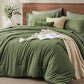 JOLLYVOGUE Queen Comforter Set, Cationic Dyeing Bed in a Bag 7 Pieces, Double-Tone Bedding Set with Down Alternative Comforter, Sheets, Pillowcases & Shams, Dark Grey