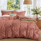Boho Duvet Cover Set Queen Size, Tufted Embroidery Bedding, 3 PCS, Beige