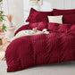 Duvet Cover Queen Size, Seersucker Bedding Set, 3 Pieces, Dark Grey
