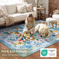 JOLLYVOGUE Floral Area Rug 5x7, Washable Rug for Living Room, Light Blue