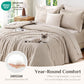 JOLLYVOGUE Brown Queen Comforter Set, 7 Pieces Gingham Bed in a Bag