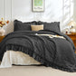 JOLLYVOGUE White Twin Size Comforter Set, 2 Pieces Seersucker Lightweight Fluffy Bedding Set, Twin Ruffle Comforter, All Season Soft Microfiber Shabby Chic Bed Set