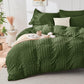 Duvet Cover Queen Size, Seersucker Bedding Set, 3 Pieces, Dark Grey