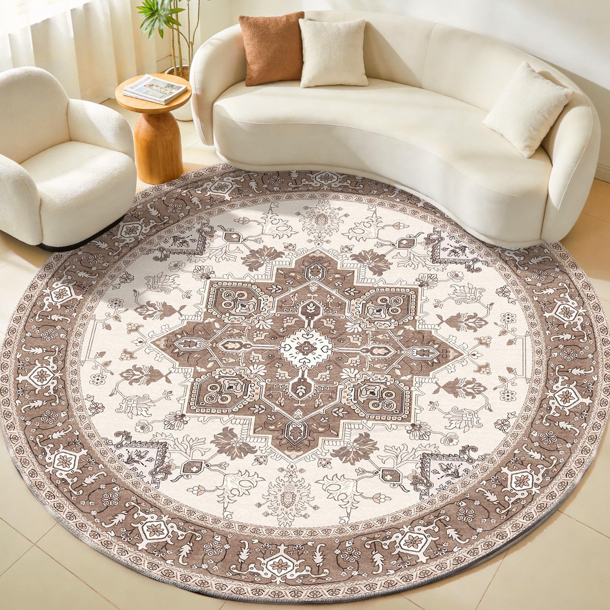 OPPODREAM Soft Area Rugs 5x7, Persian-Inspired Washable Rug, Blue & Gold
