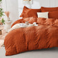 Duvet Cover Queen Size, Seersucker Bedding Set, 3 Pieces, Dark Grey