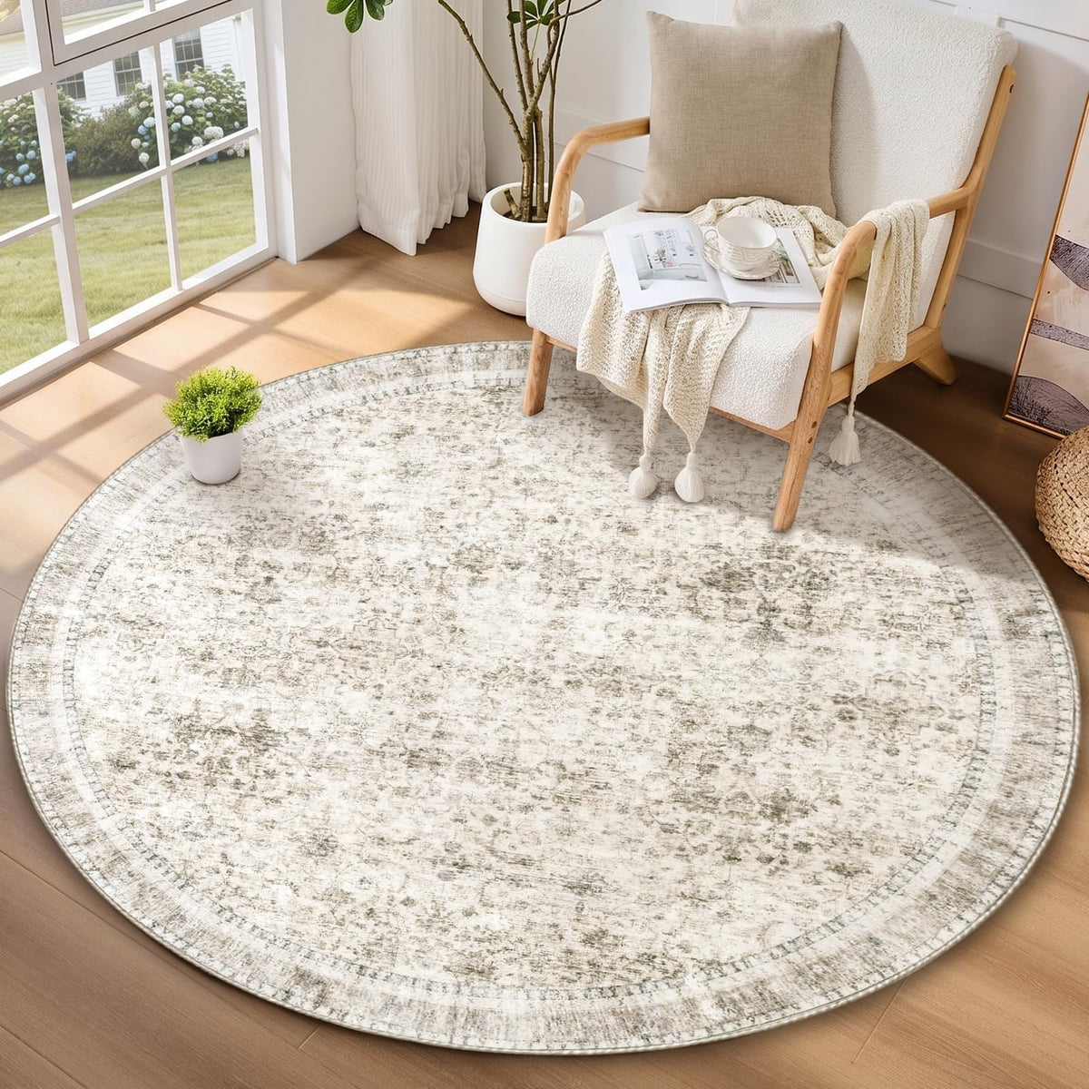 Sasttie 8x10 Area Rugs, Ultra-Soft Washable Rug for Living Room, Beige