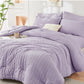 HYMOKEGE Full Size Comforter Sets Seersucker 7 Pieces, All Season Luxury Bed in a Bag for Bedroom, Bedding Set with Comforters, Sheets, Pillowcases & Shams, Dark Grey