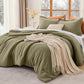 MUXHOMO Beige Twin/Twin XL Comforter Set, All Season Ultra Soft Down Alternative Bedding - 2 Piece Lightweight Bed Set Includes 1 Comforter (68"x88") and 1 Pillow Shams (20"x26")