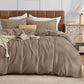 JOLLYVOGUE Waffle Wave Duvet Cover Set Queen Size, 3-Piece, Beige