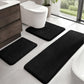 HUXMEYSON Bathroom Rugs Sets 3 Piece, Non-Slip & Quick Dry Bath Mat Set, Ultra Soft Velvet Bath Rugs for Bathroom, Toilet and Shower Floor, Grey